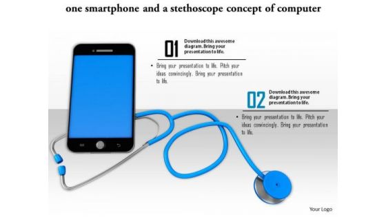 Stock Photo Smartphone With Stethoscope For Medical Technologies PowerPoint Slide