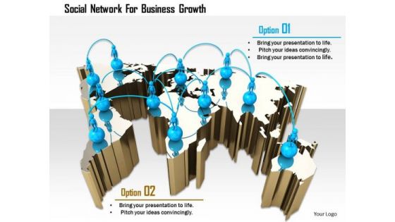 Stock Photo Social Network For Business Growth PowerPoint Slide