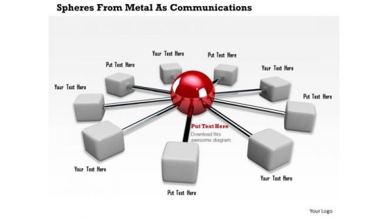 Stock Photo Sphere With Metal Cubes For Communication PowerPoint Slide Stock Photo Sphere With Metal Cubes For Communication PowerPoint Slide