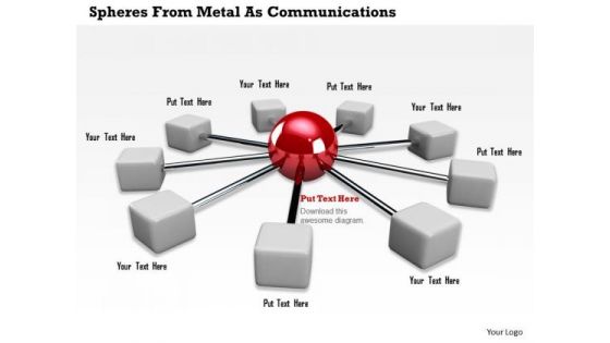 Stock Photo Sphere With Metal Cubes For Communication PowerPoint Slide