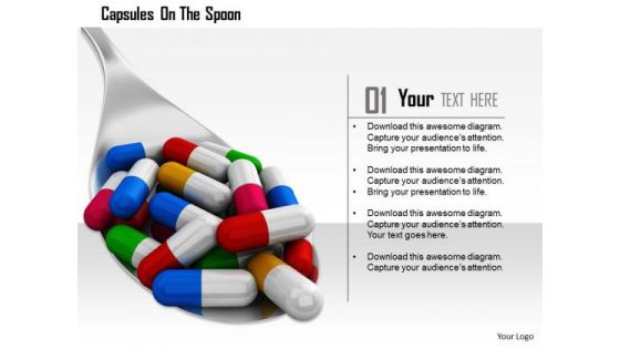 Stock Photo Spoon Full With Colorful Medical Pills PowerPoint Slide