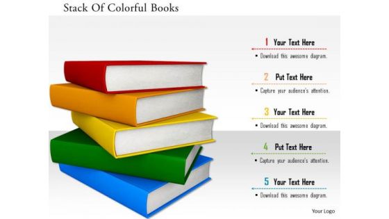 Stock Photo Stack Of Colorful Books PowerPoint Slide