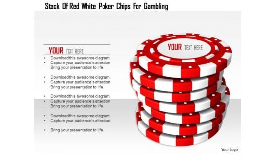 Stock Photo Stack Of Red White Poker Chips For Gambling PowerPoint Slide