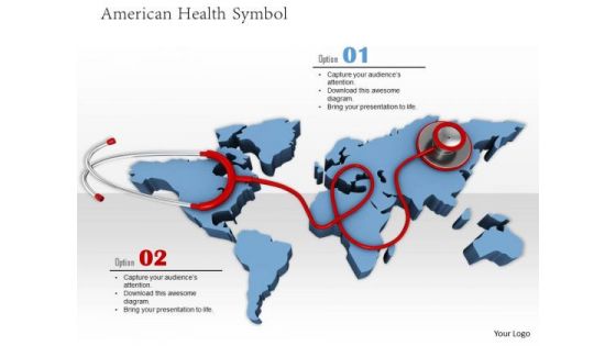 Stock Photo Stethoscope On Map Of Usa PowerPoint Slide