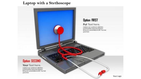 Stock Photo Stethoscope On Screen Of Laptop PowerPoint Slide