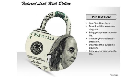 Stock Photo Textured Lock With Us Dollar Pwerpoint Slide