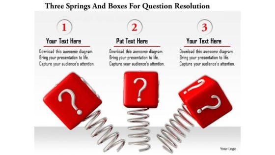 Stock Photo Three Springs And Boxes For Question Resolution Image Graphics For PowerPoint Slide