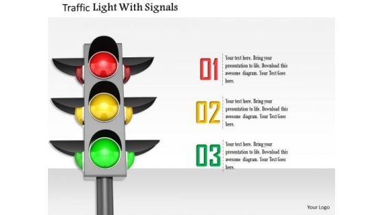 Stock Photo Traffic Light With Signals PowerPoint Slide