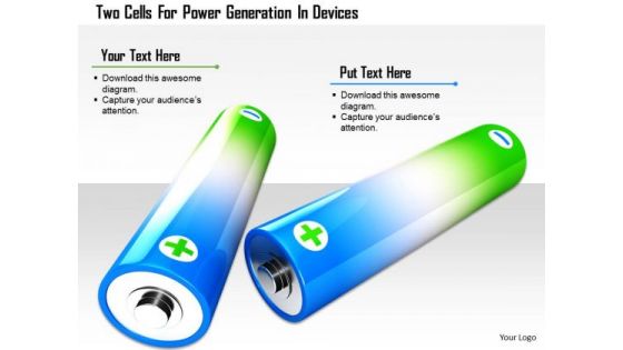 Stock Photo Two Cells For Power Generation In Devices PowerPoint Slide