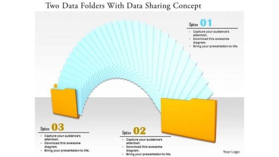 Stock Photo Two Data Folders With Data Sharing Concept PowerPoint Slide Stock Photo Two Data Folders With Data Sharing Concept PowerPoint Slide