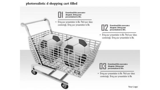 Stock Photo Two Footballs In Shopping Cart Pwerpoint Slide