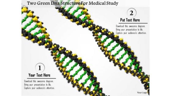 Stock Photo Two Green Dna Structure For Medical Study PowerPoint Slide