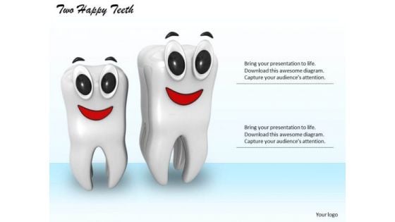 Stock Photo Two Happy Teeth Standing Together Pwerpoint Slide