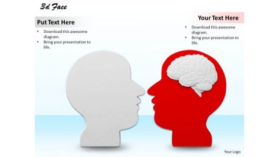 Stock Photo Two Human Faces With Brain Text PowerPoint Slide