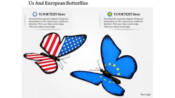 Stock Photo Us And European Butterflies PowerPoint Slide