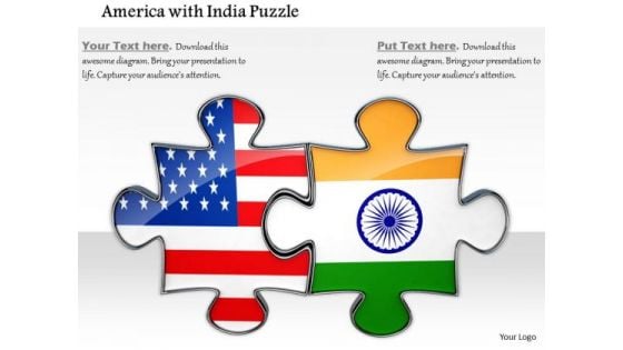 Stock Photo Us And India Flag Design Puzzle PowerPoint Slide