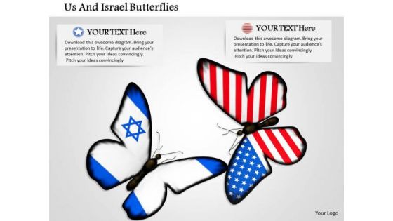 Stock Photo Us And Israel Butterflies PowerPoint Slide