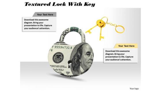 Stock Photo Us Dollar Lock With Golden Keys Pwerpoint Slide