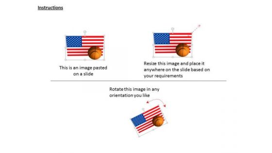 Stock Photo Usa Flag And Basketball For Sports PowerPoint Slide