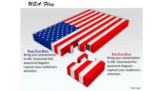 Stock Photo Usa Flag With Missing Puzzle Piece PowerPoint Slide