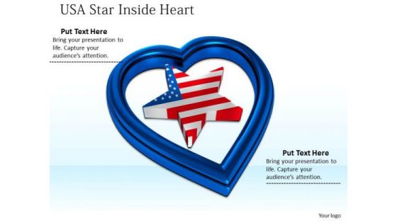 Stock Photo Usa Star Inside Blue Heart Symbol PowerPoint Slide