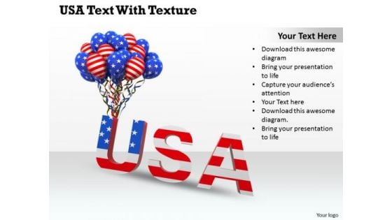 Stock Photo Usa Text With Flag Designed Balloons PowerPoint Slide