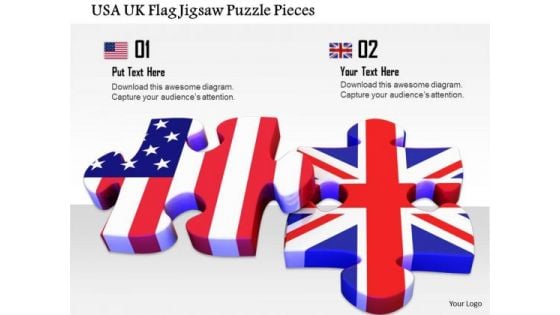 Stock Photo Usa Uk Flag Jigsaw Puzzle Pieces PowerPoint Slide