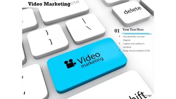 Stock Photo Video Marketing Text On Blue Key PowerPoint Slide