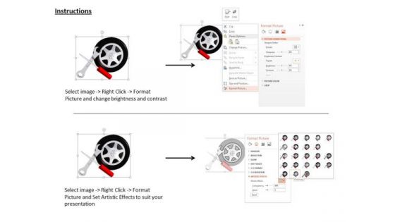 Stock Photo Wheel And Tools For Car Service PowerPoint Slide