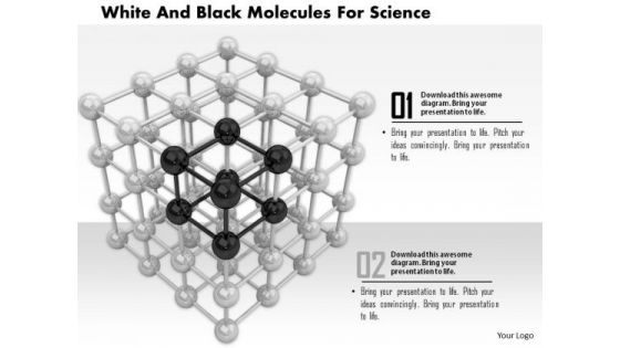 Stock Photo White And Black Molecules For Science PowerPoint Slide