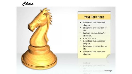 Stock Photo White Chess Horse For Game PowerPoint Slide