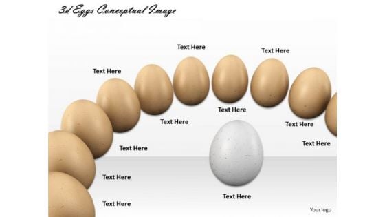 Stock Photo White Egg In Center Of Brown Eggs Shows Leadership PowerPoint Slide