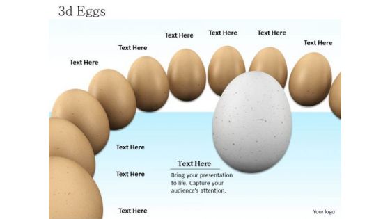 Stock Photo White Egg In Middle With Brown Eggs PowerPoint Slide