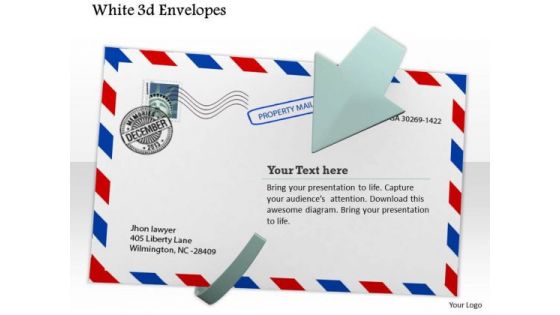 Stock Photo White Envelope With Postal Stamps PowerPoint Slide