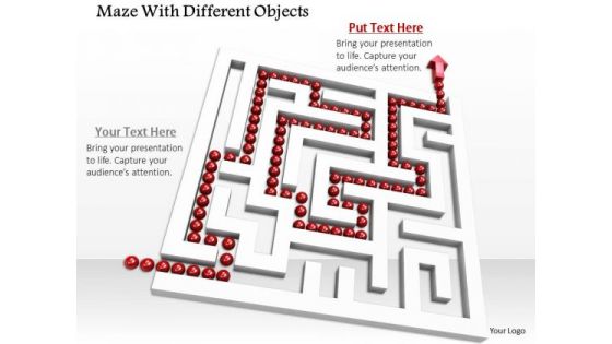 Stock Photo White Maze With Red Solution Path PowerPoint Slide