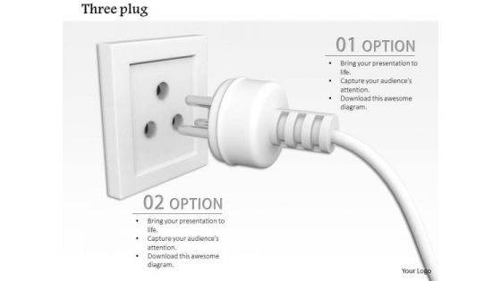 Stock Photo White Plug On Socket For Power Supply Pwerpoint Slide