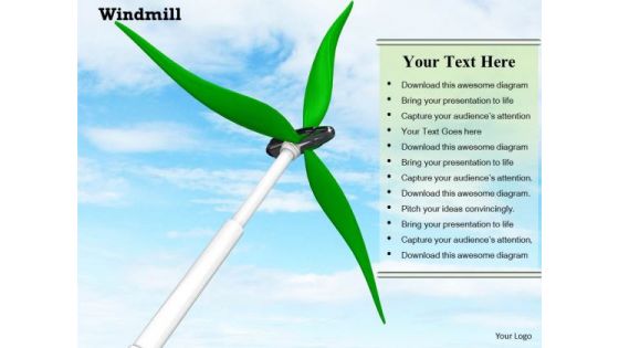 Stock Photo Windmill With Blue Sky PowerPoint Slide