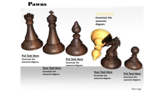 Stock Photo Wooden Chess Pawns PowerPoint Slide