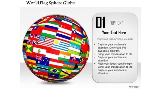 Stock Photo World Flag Sphere Globe PowerPoint Slide