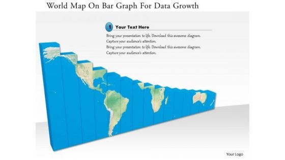 Stock Photo World Map On Bar Graph For Data Growth Image Graphics For PowerPoint Slide