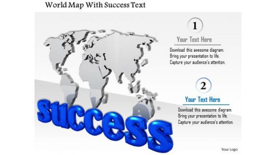 Stock Photo World Map With Success Text PowerPoint Slide