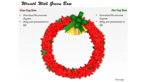 Stock Photo Wreath Of Red Flowers With Golden Bells PowerPoint Slide