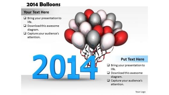 Stock Photo Year 2014 With Balloons For Celebration PowerPoint Slide