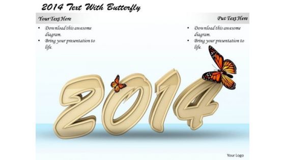 Stock Photo Year 2014 With Butterfly PowerPoint Slide