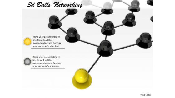 Stock Photo Yellow Ball Leading Black Balls In Network PowerPoint Slide