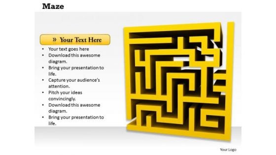 Stock Photo Yellow Colored Maze PowerPoint Slide