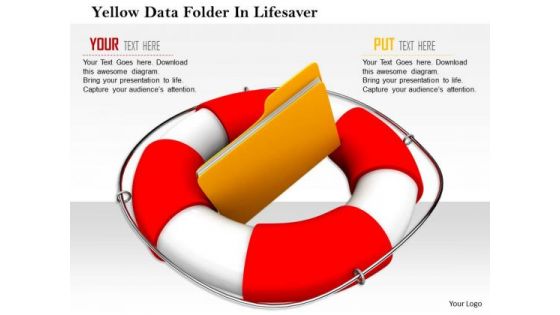 Stock Photo Yellow Data Folder In Lifesaver PowerPoint Slide PowerPoint Slide