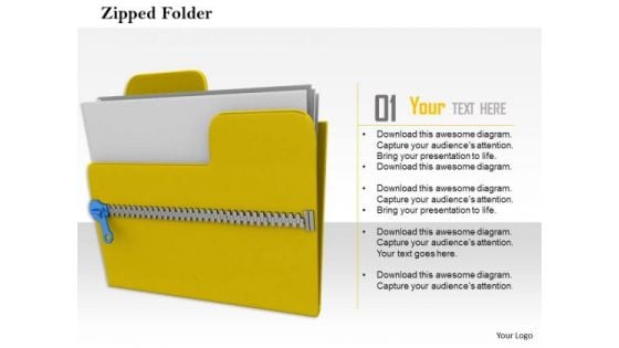 Stock Photo Yellow Zipped Folder With Files PowerPoint Slide