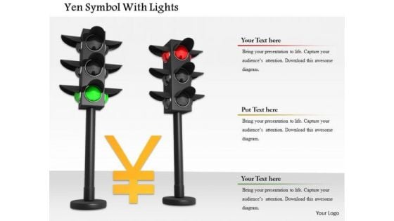 Stock Photo Yen Currency Symbol In Traffic Lights PowerPoint Slide