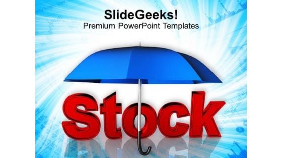 Stock Word Under Blue Umbrella PowerPoint Templates Ppt Backgrounds For Slides 0213